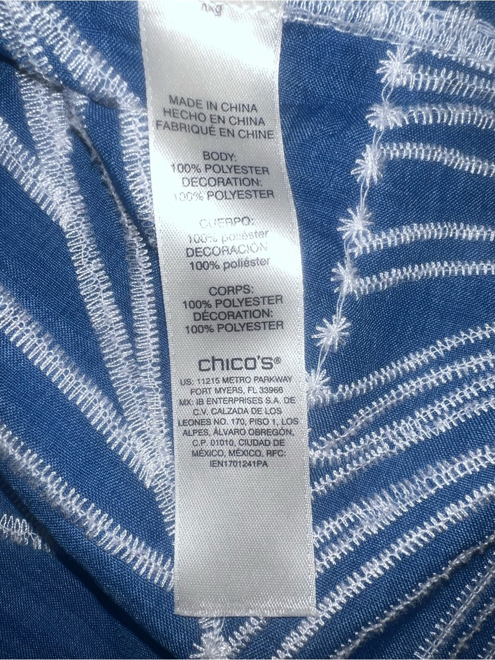 Chico’s Womens Blue Floral Embroidered Boatneck Top size L (2) - Picture 8 of 8